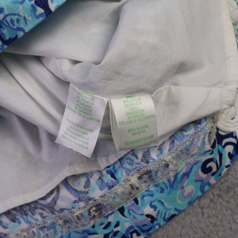 Lilly Pulitzer Mila Shift Dress Womens 4 Blue Light Aqua Spritz Bow Seahorse AOP - Picture 8 of 12